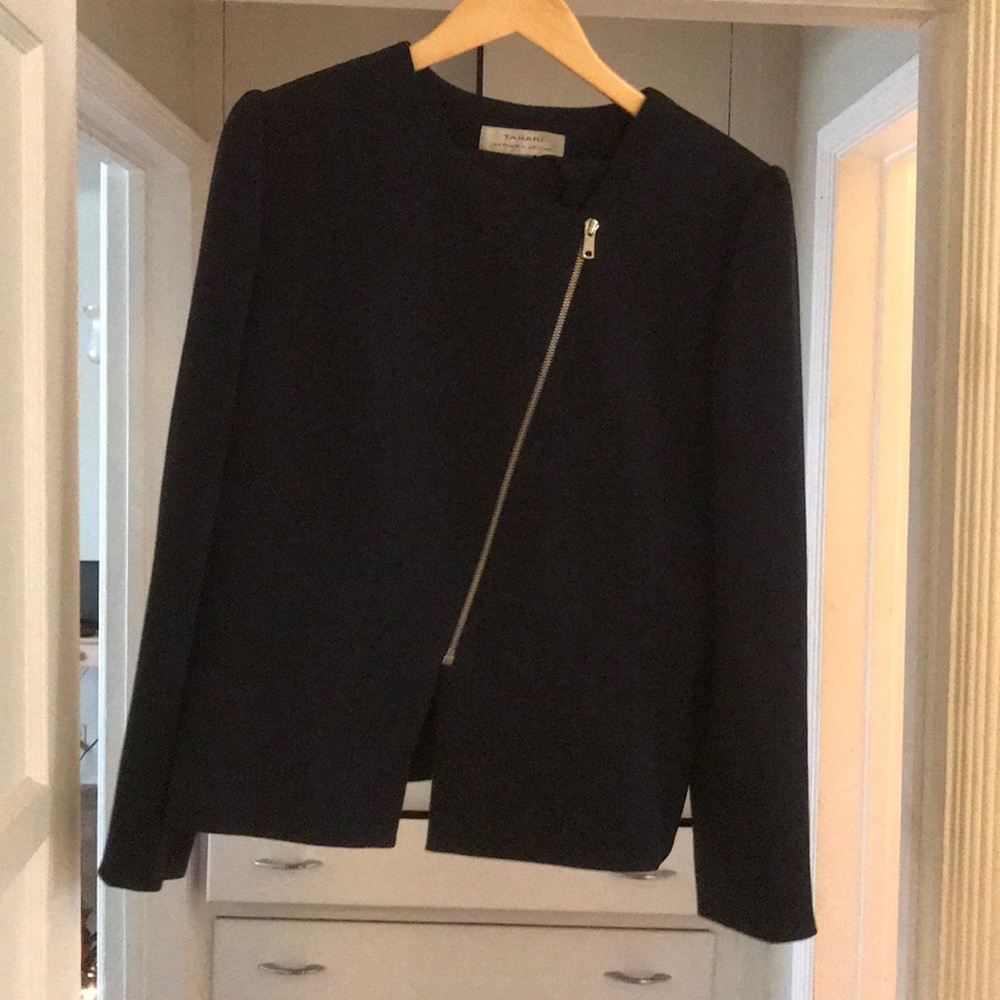 Tahari suit with blazer and skirt in dark navy.